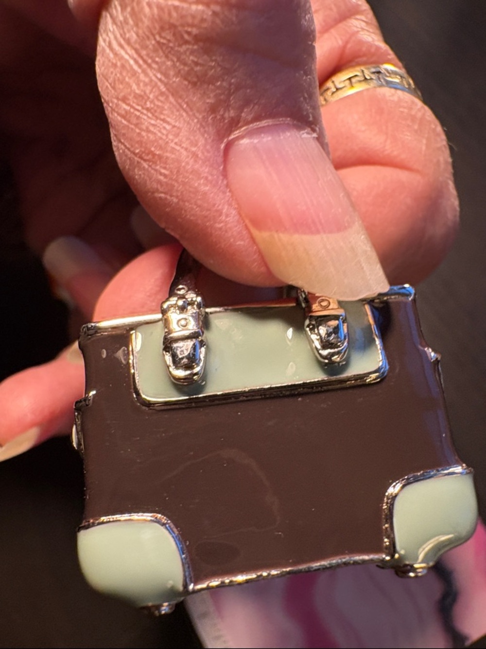 Coach Mint Green and Brown Handbag Keychain - Picture 5 of 7
